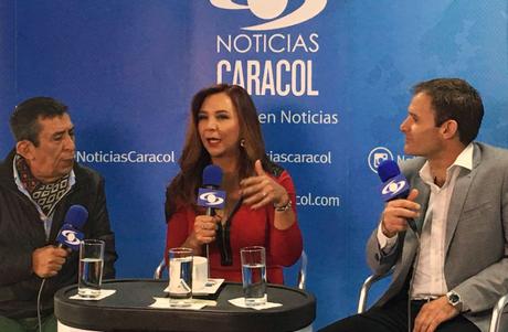 Rubén Darío Arcila, Gerogina Ruiz-Sandoval y Santiago Botero. Foto: Cortesía de Noticias Caracol