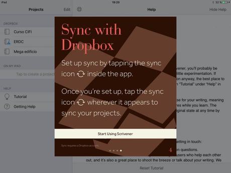 Scrivener para iOS sincronizar