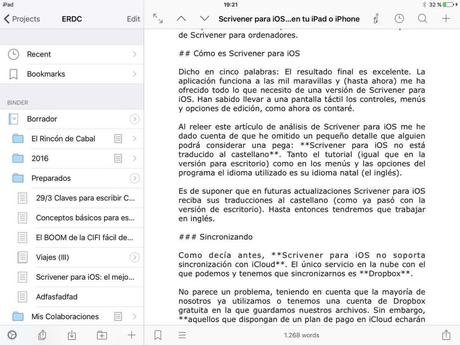 Scrivener para iOS el programa