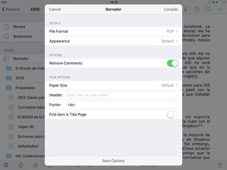 Scrivener para iOS compilar