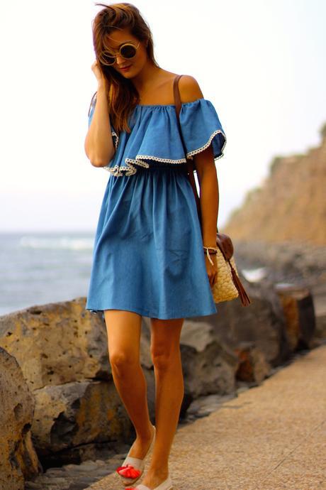 Denim Off Shoulder Dress