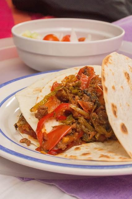 Burrito de ternera ligero mas ensalada de espárragos