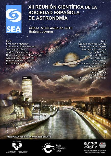 Cartel de la XII Reunión Científica de la Sociedad Española de Astronomía (SEA), Bilbao 18-22 julio 2016.