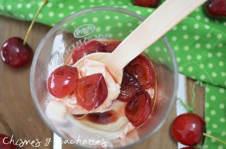 Postre fácil con Cerezas Caramelizadas