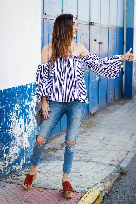 blue ripped jeans