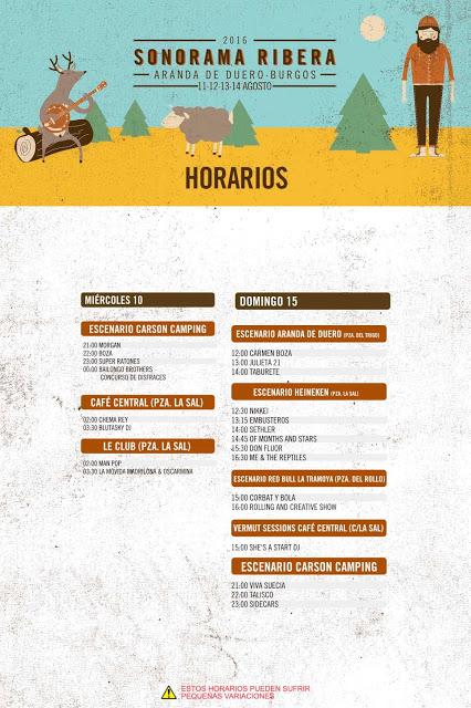 Horarios Sonorama Ribera 2016