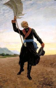 Miguel_Hidalgo_con_estandarte. Wikipedia.