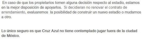 Cruz Azul no saldrá de la CD de México y podría construir nuevo estadio