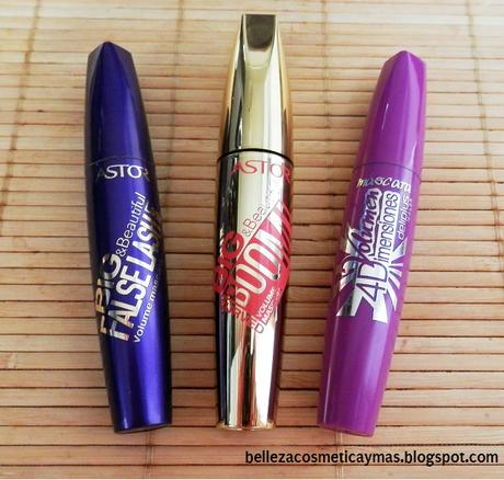 Máscaras de pestañas volumen: Astor Big and Beautiful False Lash vs. Big and Beautiful Boom Curved vs Volumen 4 Dimensiones Deliplus