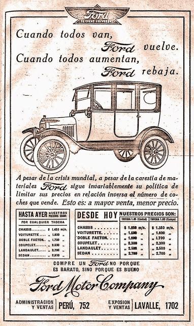 Ford T vendidos en Argentina