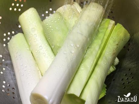 Mousse de puerros y gambas