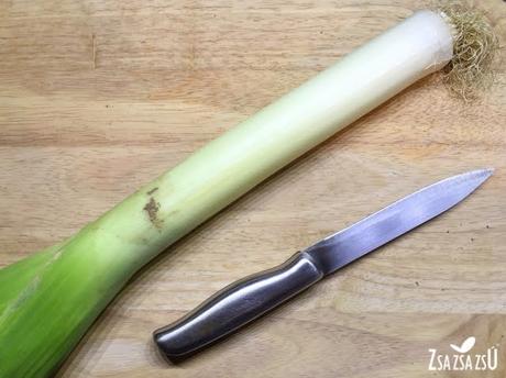 Mousse de puerros y gambas