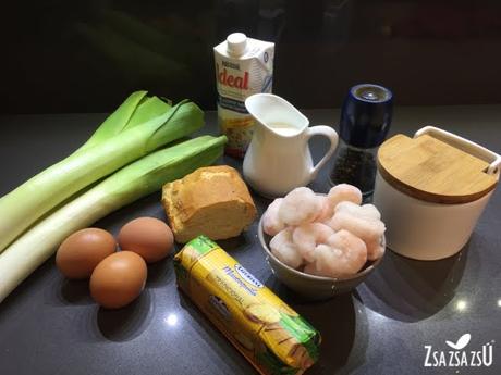 Mousse de puerros y gambas