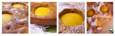 Pastel de melocotones y almendras