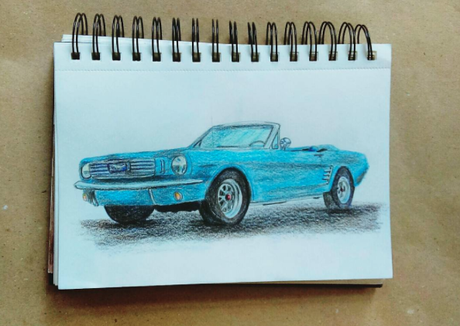 Drawing | Carros clásicos con prismacolor.