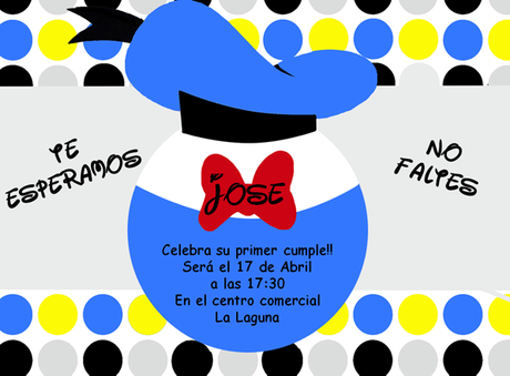 Invitaciones de cumpleaños del Pato Donald Invitación Donald 2