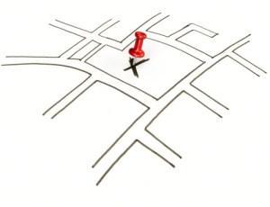 Pin stuck into a map