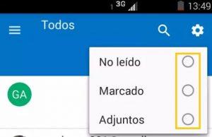 Activar los filtros de Outlook para Android