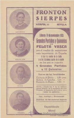 Las raquetistas del Frontón Sierpes