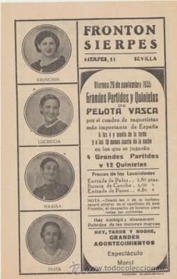 Las raquetistas del Frontón Sierpes