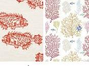 Peces, corales algas... telas estampados marinos