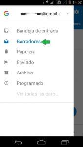 Correos en borrador de Outlook para Android