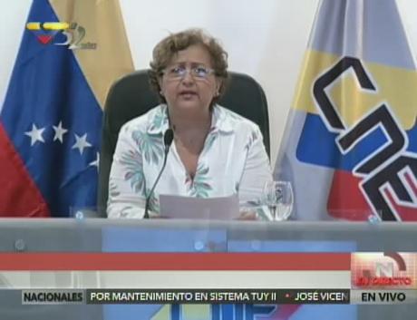 Explicará las etapas de la solicitud del referendo revocatorio: Presidenta del CNE hablará al país este martes