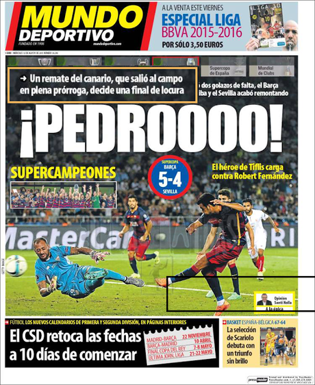 Mundo Deportivo, si gana la SuperCopa el Madrid en la prorroga y si la gana el Barcelona