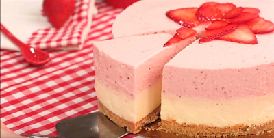 Tarta de chocolate blanco y fresas