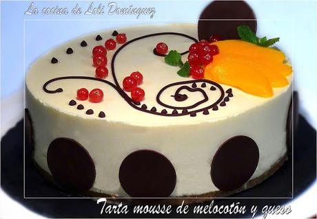 Tarta mousse de melocotón y queso sin horno