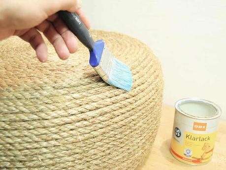 diy: taburete low cost con cuerda de sisal y color turquesa