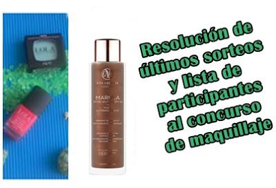Ganadores sorteos de Julio + lista participantes al concurso de maquillaje