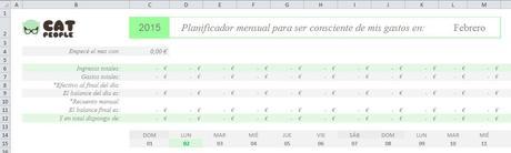 Hoja Mensual del planificador de gastos