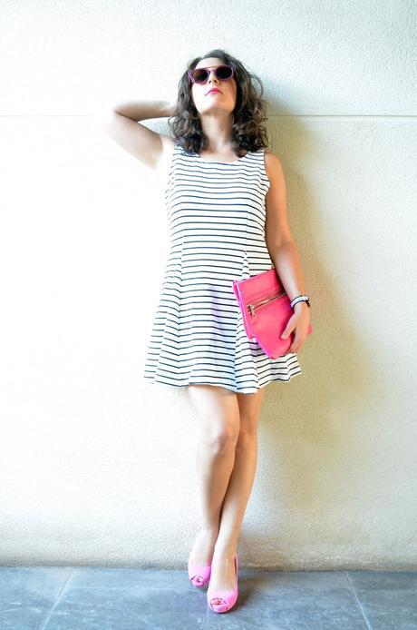 Vestido de rayas y complementos fuscia_look_mivestidoazul (3)