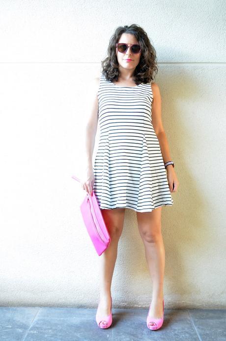 Vestido de rayas y complementos fuscia_look_mivestidoazul (5)