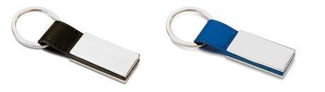 Llaveros de poli piel con placa metálica rectangular Llaveros de poli piel con placa metálica rectangular