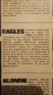 YES, EAGLES y BLONDIE en la Revista PELO en 1981