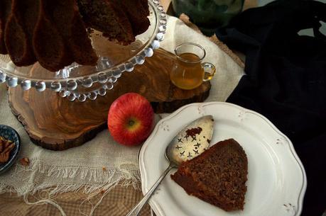 Apple and toasted pecan bundt cake with rum syrup #BundtBakers