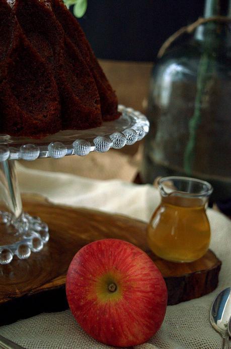 Apple and toasted pecan bundt cake with rum syrup #BundtBakers