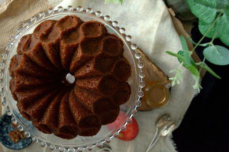 Apple and toasted pecan bundt cake with rum syrup #BundtBakers