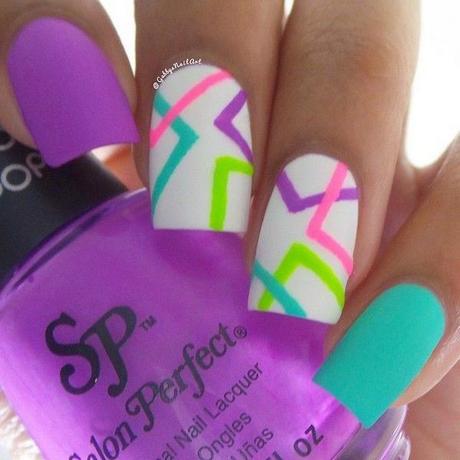 neon matte nail art