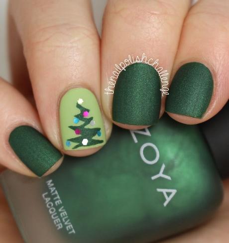 uñas cortas con diseño navideño