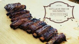 Costillas de cerdo con salsa barbacoa en dos cocciones