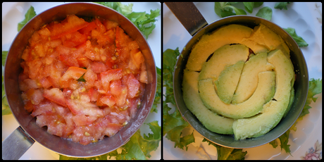 Tartar de tomates, pepino y aguacate con sardinitas: Montaje