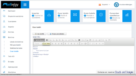 Importar plantilla mailrelay