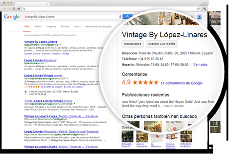 Resultados búsqueda negocio local en Google