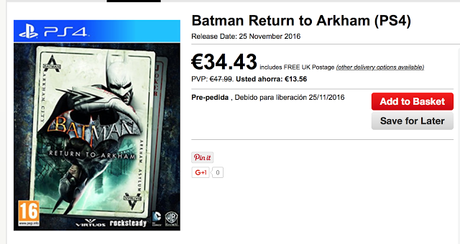 Batman Return to Arkham saldría el 25 de noviembre