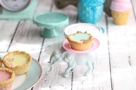 Mini tartaletas de pannacotta en tonos pastel