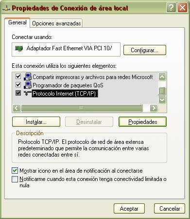 Configuración del protocolo de internet TCP/IP