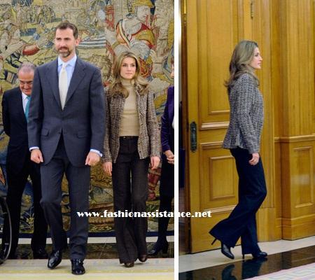 Los Príncipes conceden varias audiencias en Zarzuela. El look de Dña. Letizia